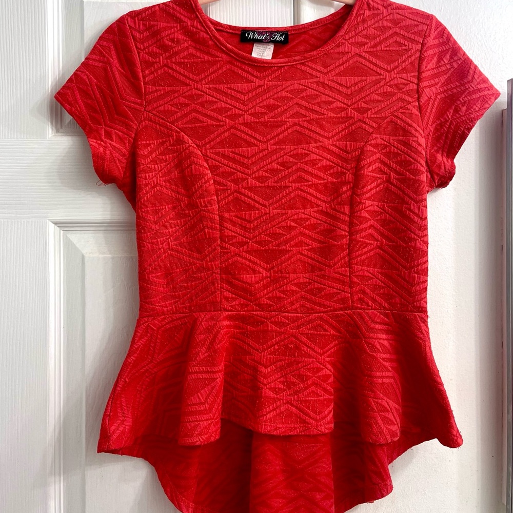 What’s Hot High-Low Triangle Pattern Red Peplum